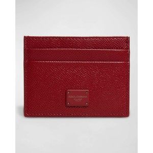 DOLCE & GABBANA Dauphine Leather Cardholder Wallet In Red Mens Womens New NWT